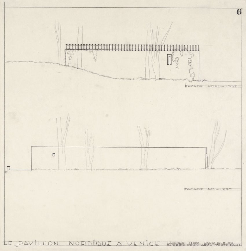 Elevations of the Nordic Pavilion in Venice by Sverre fehn