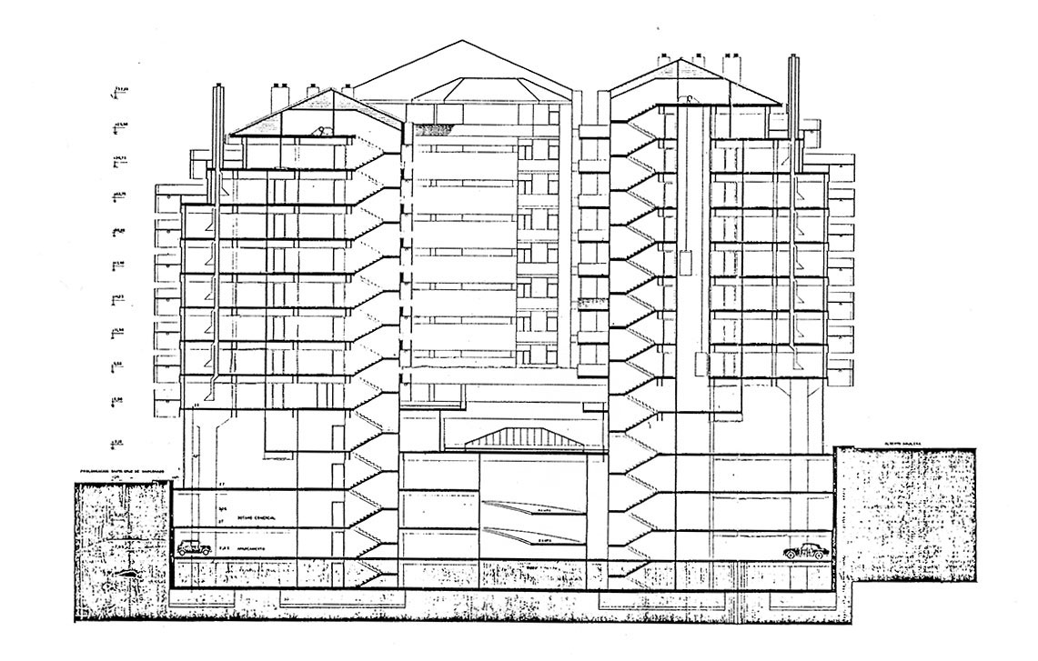 Section plan of the apartments in Madrid