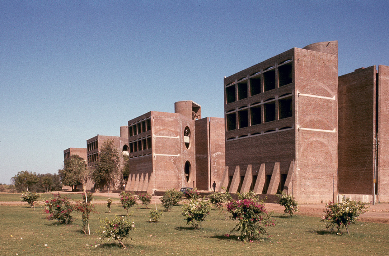 Exterior View of the Indian Institute of Management brick facade by Louis Kahn