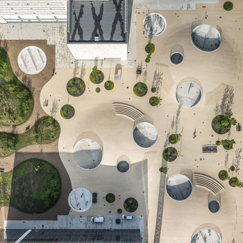 Karen Blixens Square aerial view by COBE Architects