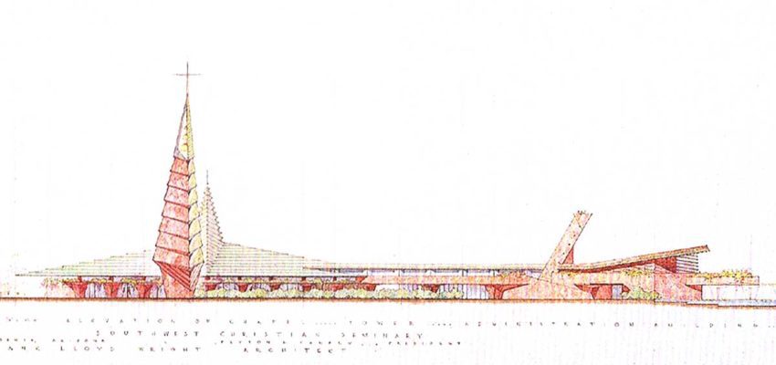 Elevation of the Phoenix church by Frank Lloyd Wright