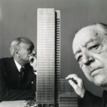 Model of the building and Mies Van Der Rohe