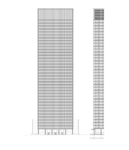 Elevation of Seagram Building in New york by Mies Van Der Rohe