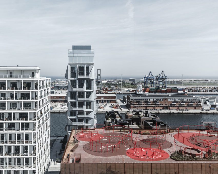 Aerial View of the Silo Apartment Building by COBE Architects