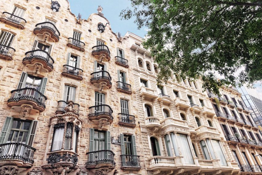 Facade of Calvet House in Barcelona by Antonio Gaudi