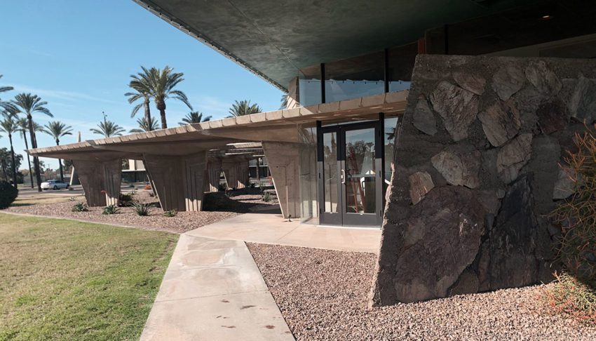 Exterior view of the First Christian Church in Phoenix by Frank Lloyd Wright