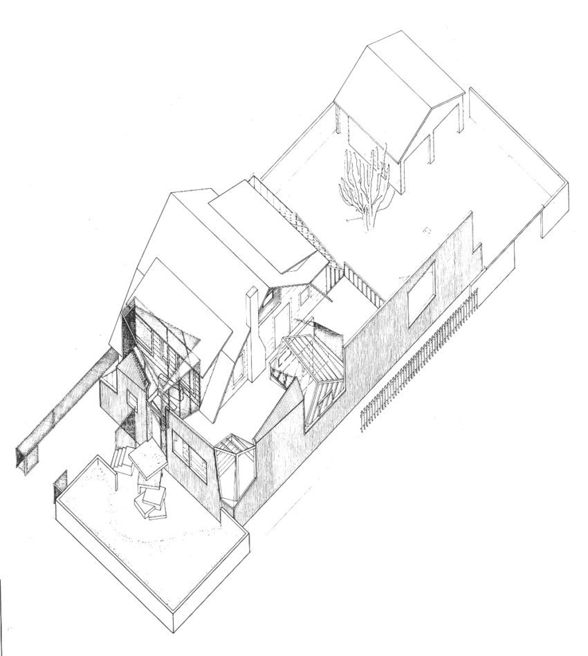 Axonometric of Gehry House Residence in Santa Monica