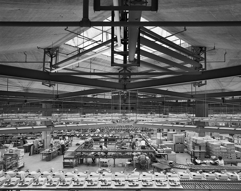 Interior of Olivetti Underwood Factory in Pennsylvania by Louis Kahn