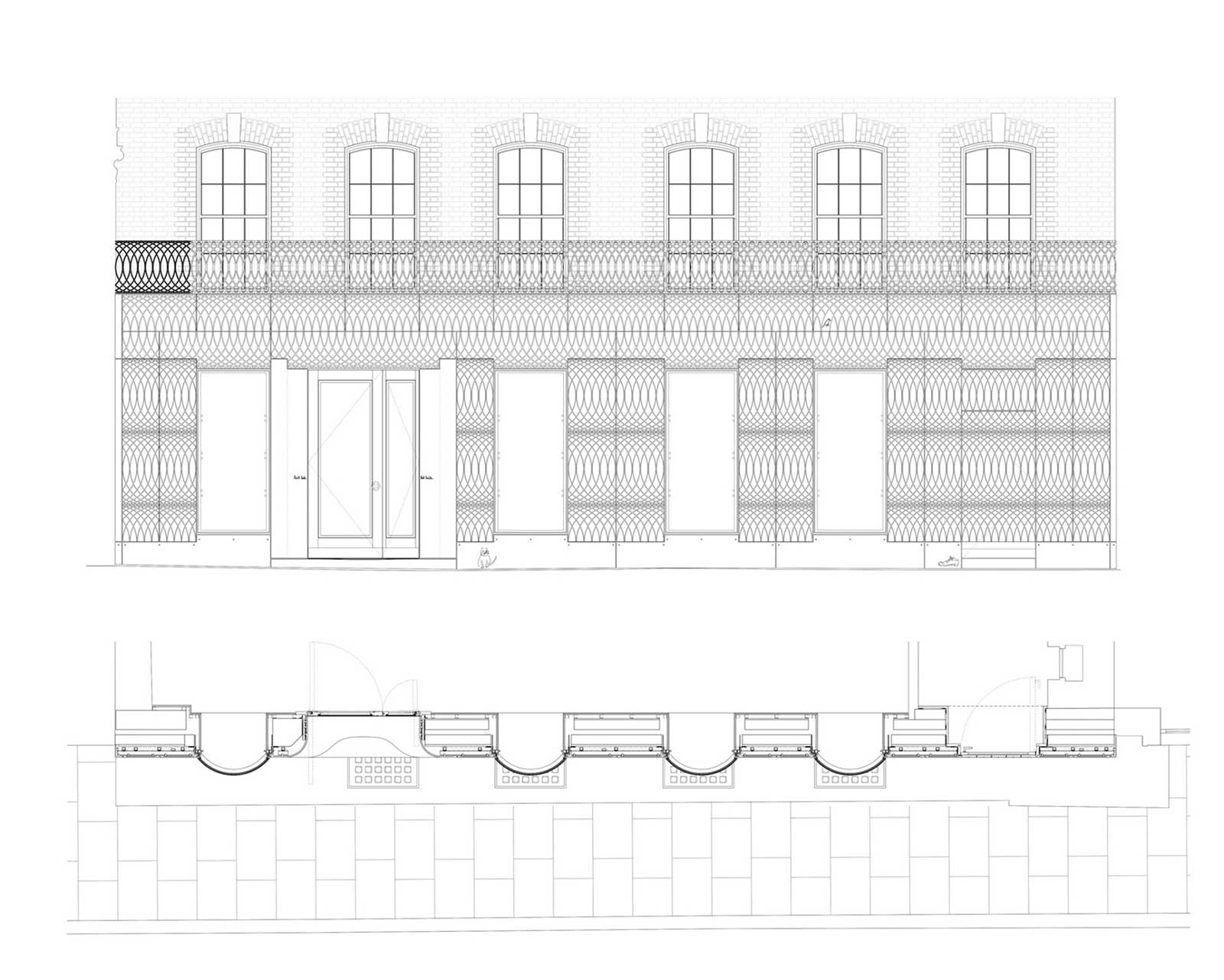 Elevation Plans Paul Smith Retail Shop in London / 6a architects