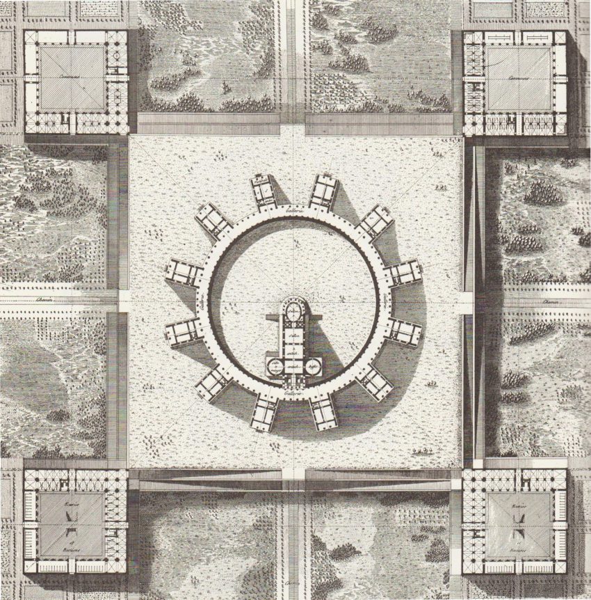 Master Plan of the Oikema House of Pleasure building by Ledoux