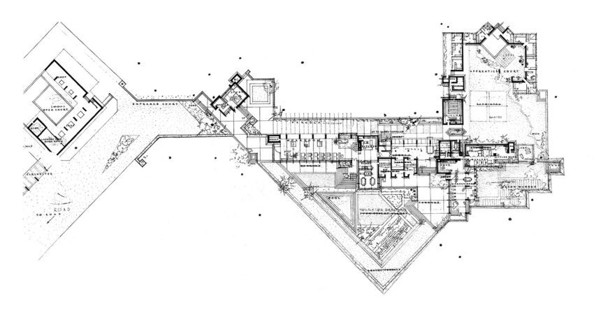 Taliesin West floor plan by Frank Lloyd Wright