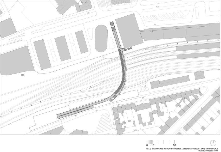 Roof Plan - Footbridge at Angers Saint-Laud TGV Train Station / Dietmar Feichtinger Architectes (DFA)