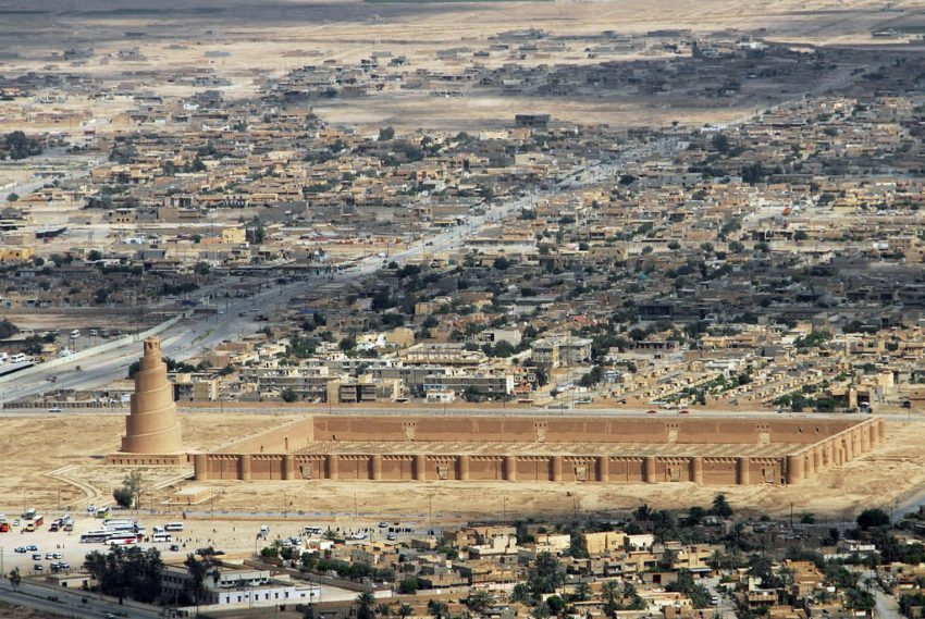 The Great Mosque of Samarra Aerial View with the city context