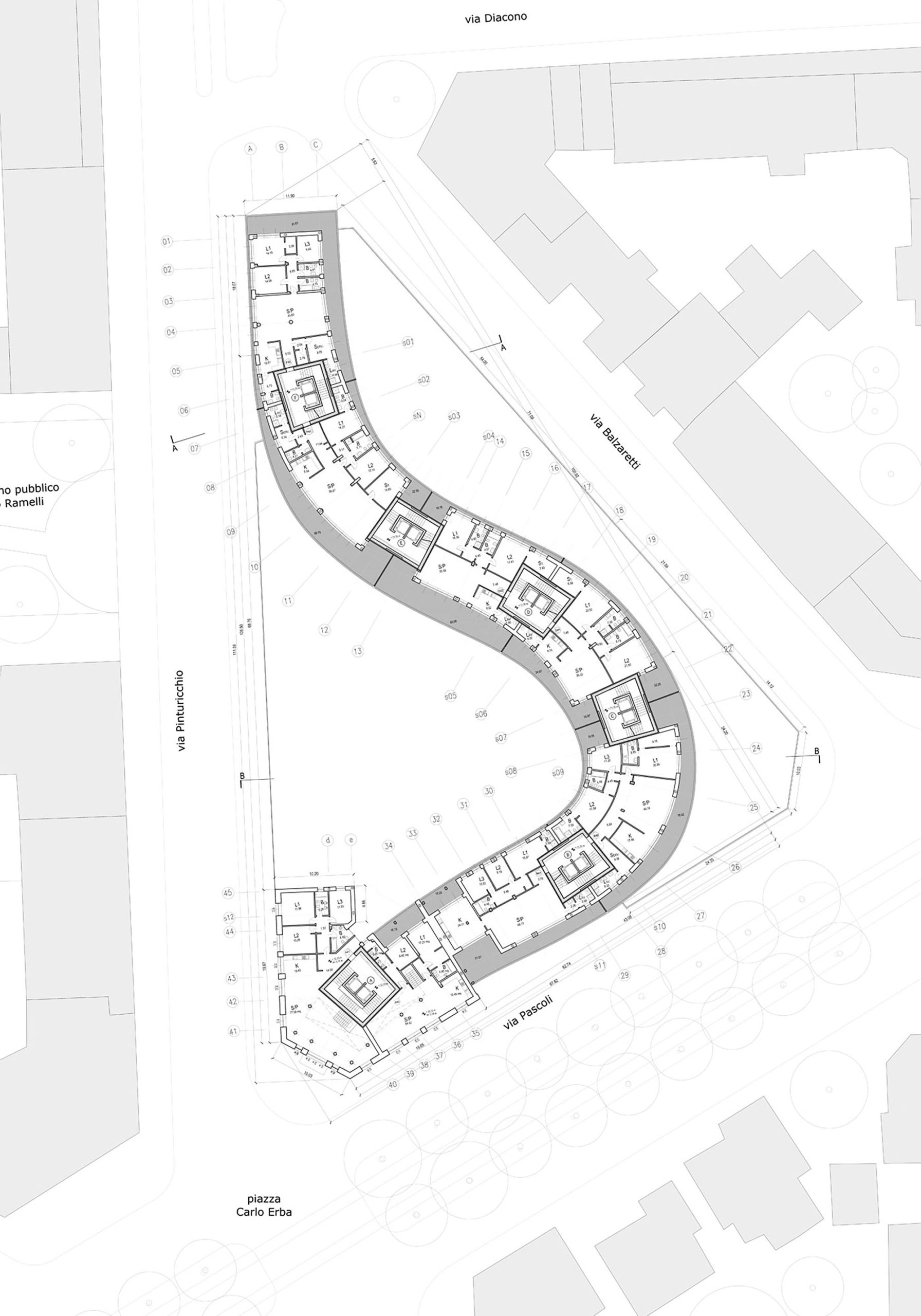 NOBILE Floor Plan - Residenze Calo Erba in Milan / Eisenman Architects + Degli Esposti Architetti + AZstudio