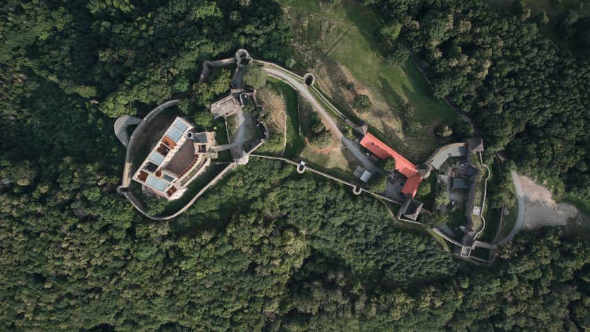 Aerial Top View -  Helfštýn Castle Palace Reconstruction / Atelier-r