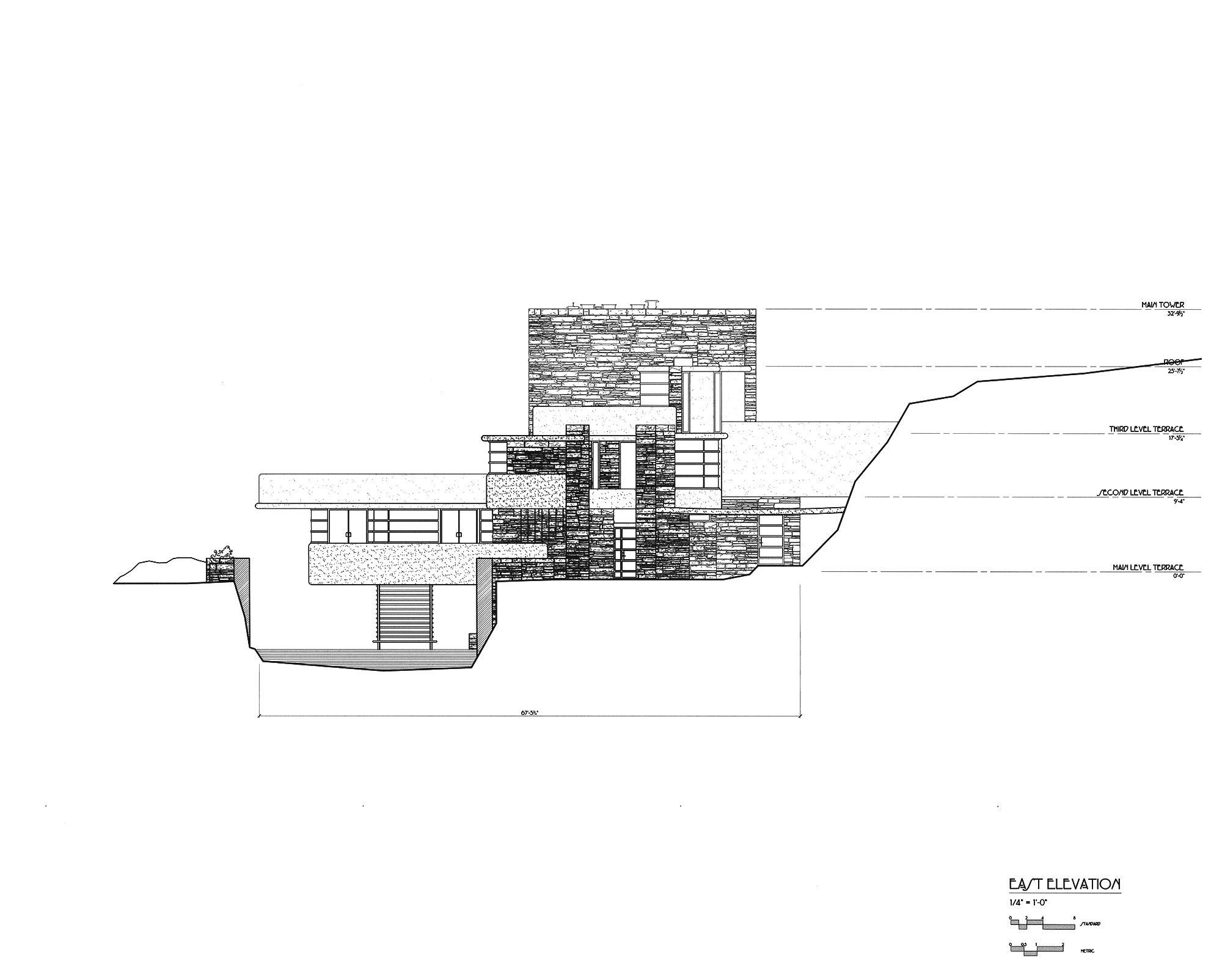 floor plan of falling water by frank lloyd wright