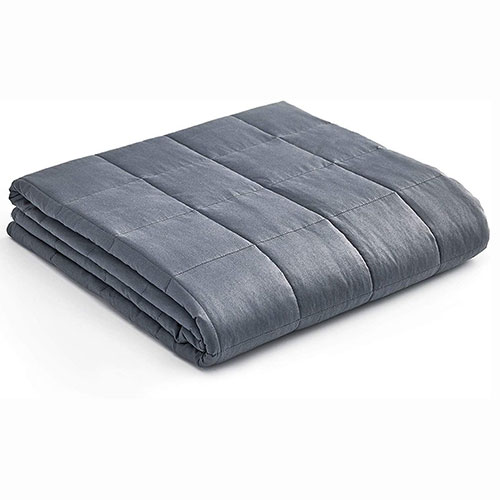 YnM Weighted Blanket — Heavy 100% Oeko-Tex Certified Cotton Material with Premium Glass Beads (Dark Grey, 48''x72'' 15lbs), Suit for One Person(~140lb) Use on Twin/Full Bed