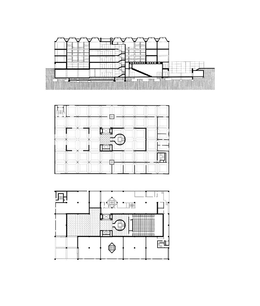 Floor Plan & Section - Yale Center for British Art / Louis Kahn