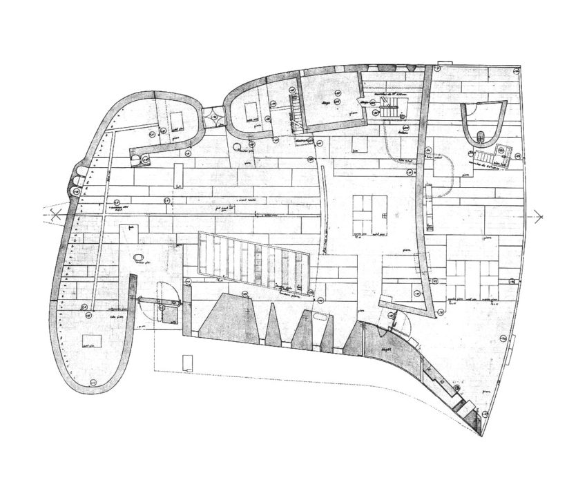 Le Corbusier Floor plan Drawing of Ronchamp chapelle notre dame du haut