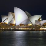 Sydney Opera House Australia auditorium Jorn Utzon architecture building ArchEyes Wojtek Gurak night