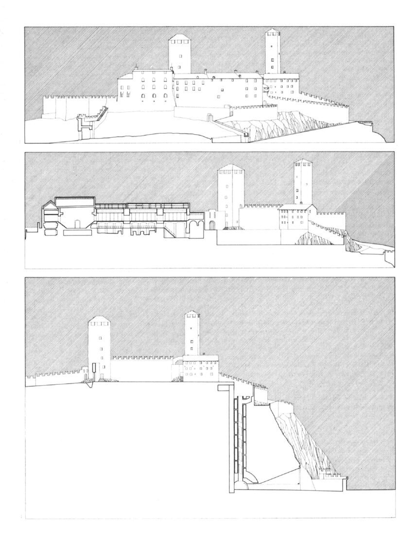 Castelgrande Castle Renovation Aurelio Galfetti Bellinzona Switzerland Archeyes sections