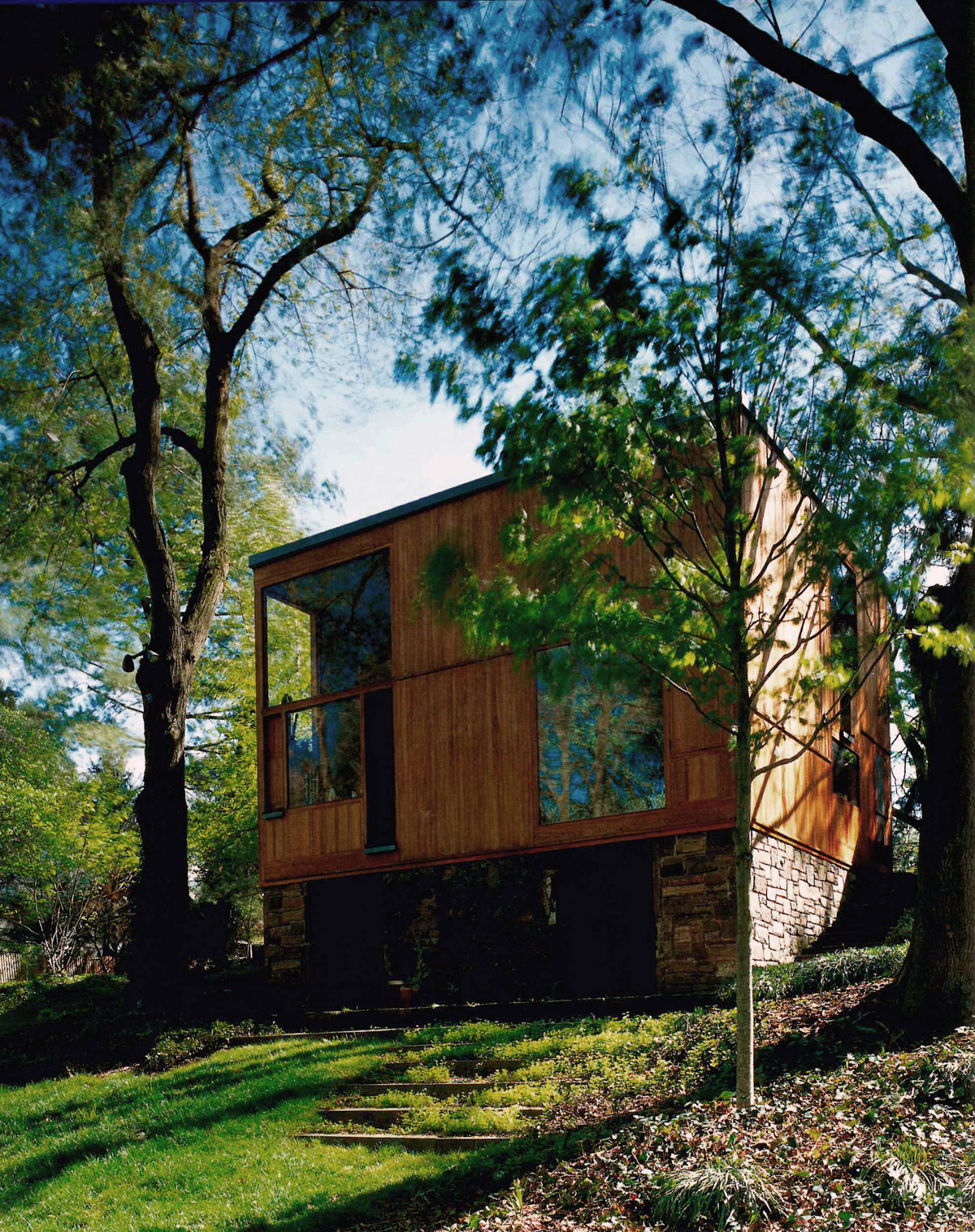 Fisher House Louis Kahn ArchEyes exterior sunny