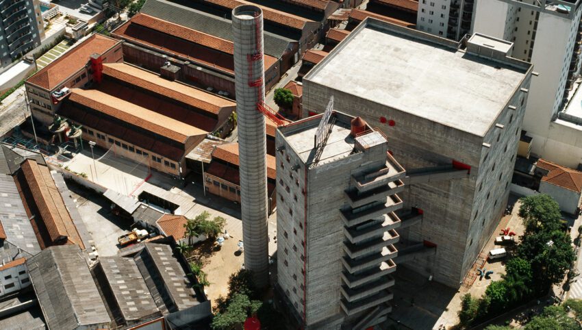 Lina Bo Bardi SESC Pompeia Factory Sao Paulo Architecture ArchEyes aerial
