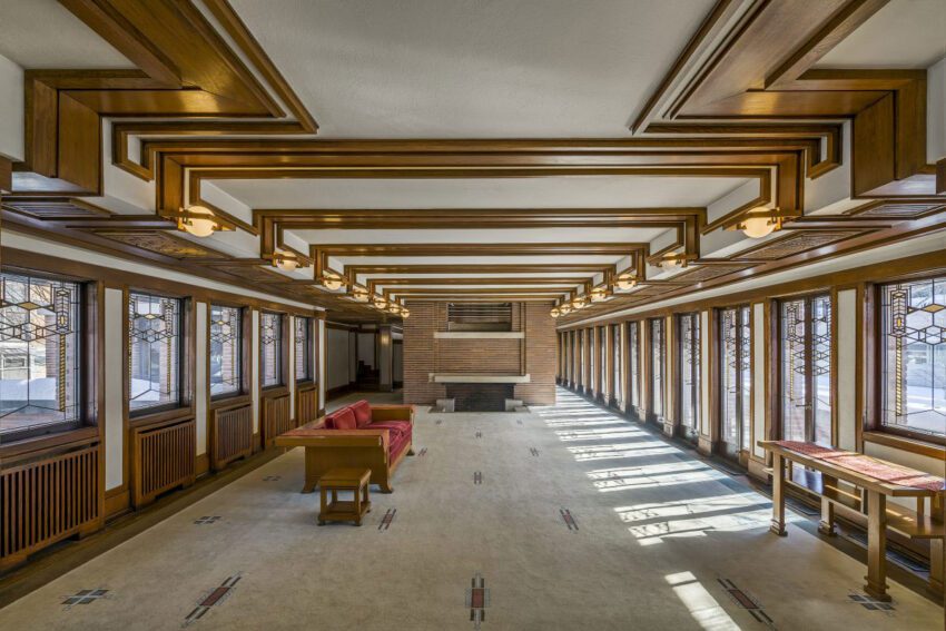 Frederick C Robie House Woodlawn Avenue Chicago Cook County Archeyes Living Room Photograph by James Caulfield x
