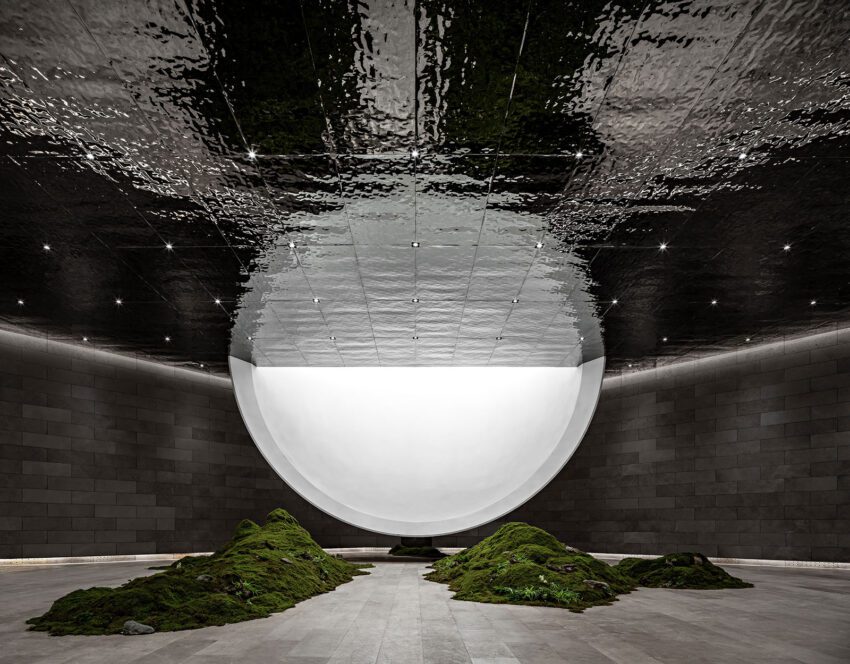 syn architects the hometown moon interior the moon reflection on stainless steel ceiling