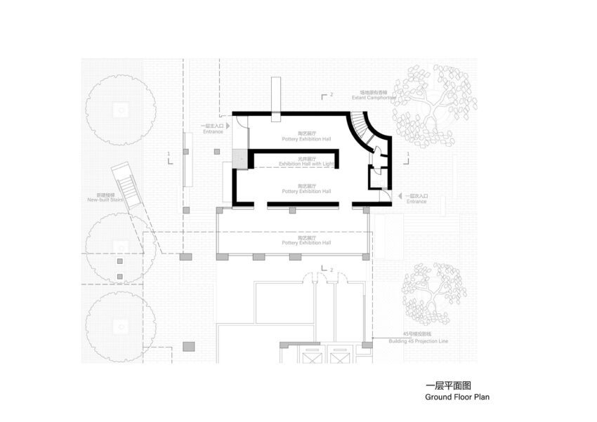 Ground Floor Plan Art Gallery Extension Nanjing University Arts Atelier Diameter ArchEyes