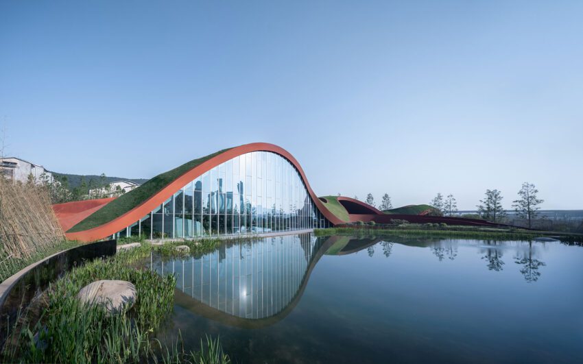 Native water reshaped mountain natural landscape silhouette OCT Chaohu Natural and Cultural Centre Change Architects