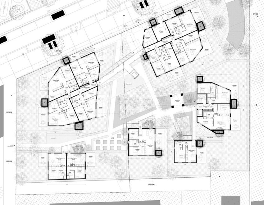 PLAN GROUND FLOOR ZAC Saint Martin Apartments Aldric Beckmann Architects Toulouse