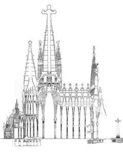Section Sagrada Familia Antonio Gaudi ArchEyes