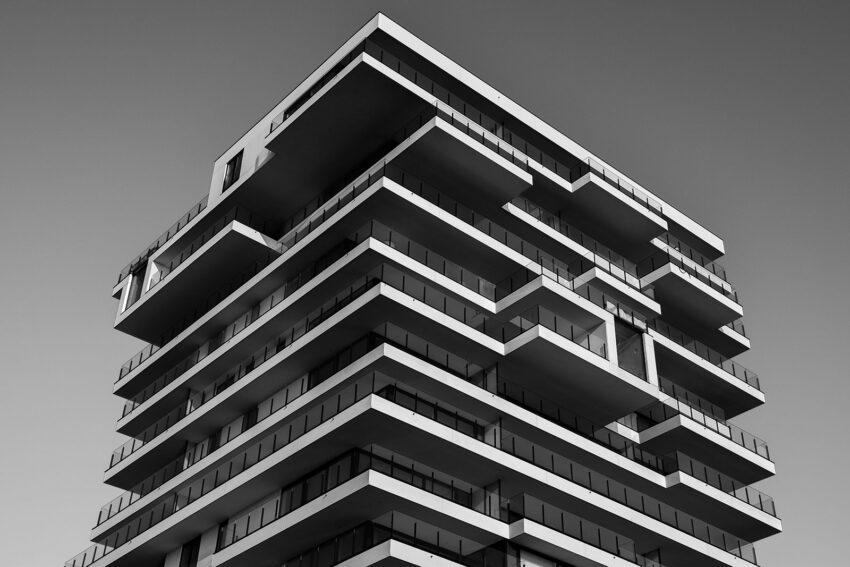 Apartment Building Facade Black and White. Photograph by yentl jacobs