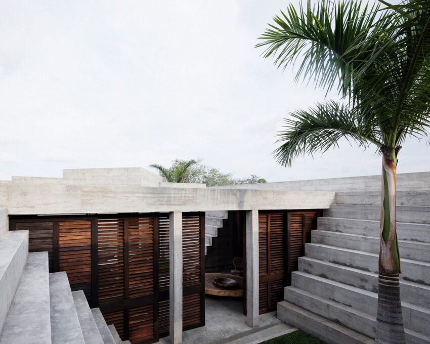 The Zicatela House Ludwig Godefroy Landscapes Oaxaca Concrete Mexico ArchEyes palm tree