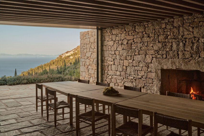 Liknon K Studio Metaxa Heritage Samos Greece Landscape ArchEyes dining table