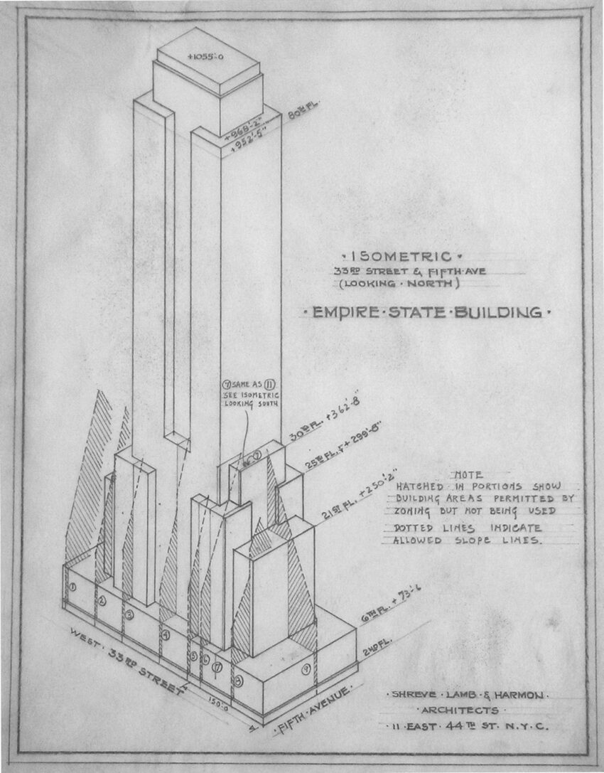 The Empire State Building New York Skyscraper Art Deco Shreve Lamb and Harmon ArchEyes axo
