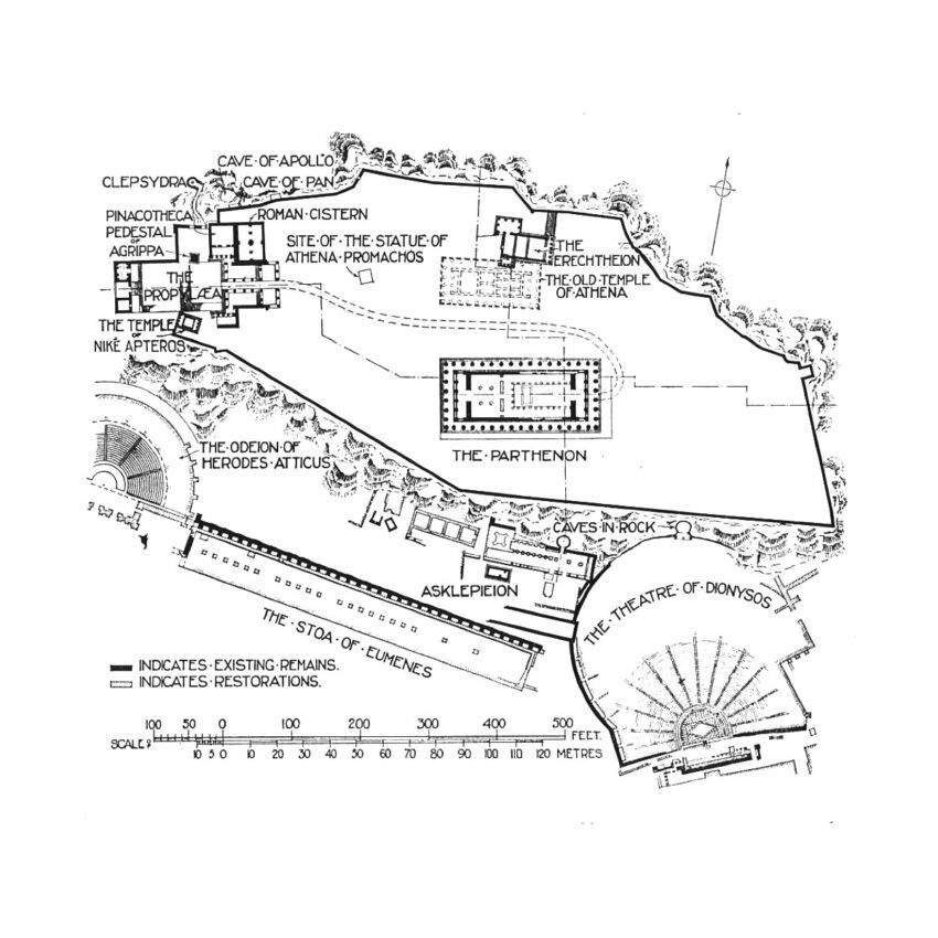 The Parthenon Athens Ancient Greece Acropolis Classic Architecture ArchEyes site plan