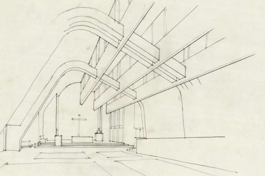 italy riola church interior perspective drawing alvar aalto museum x