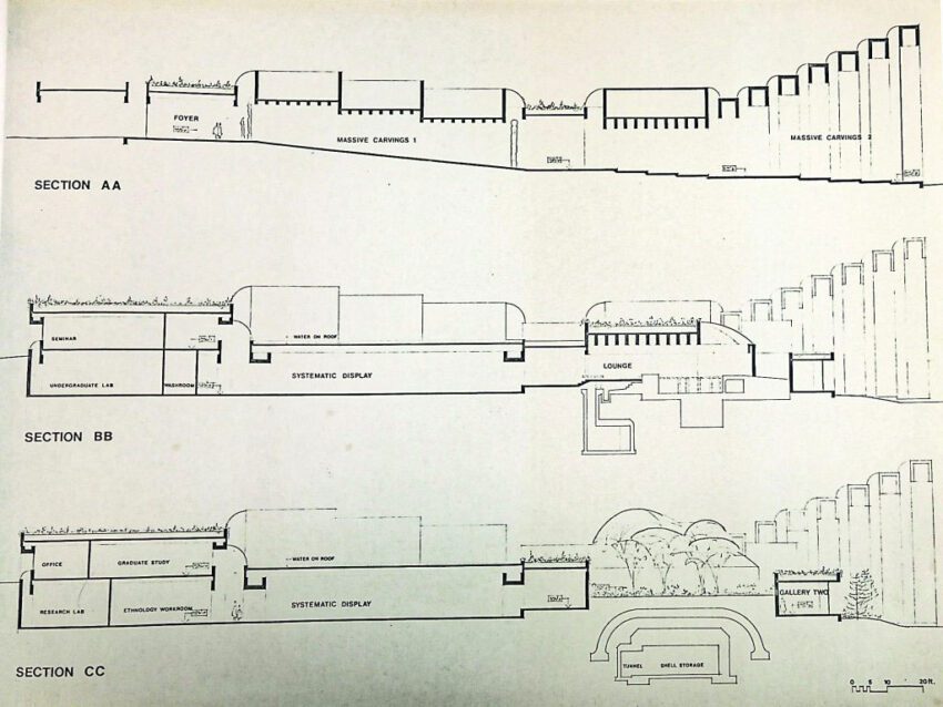 Arthur Erickson Museum of Anthropology Cultural Convergence ArchEyes Sectional Drawing of Proposed Building x