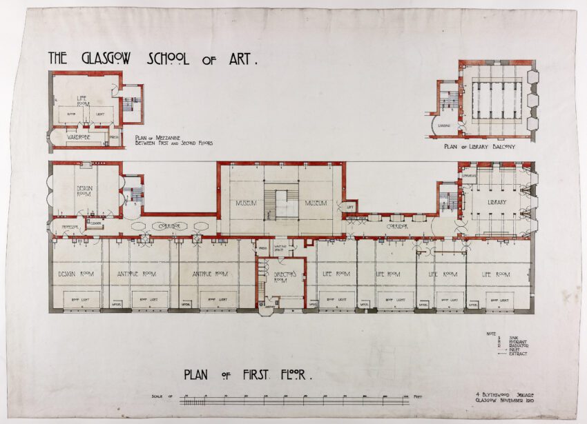 The Glasgow School of Art by Charles Rennie Mackintosh ArchEyes plan