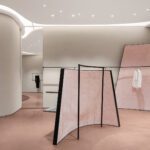 Flexible and potent lightweight panel shaped walls The New Brand Space of JASON WU by SLT Design Vincent Wu