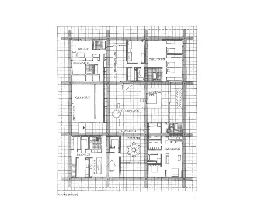 The Miller House by Eero Saarinen A Mid Century Modern home Floor plan
