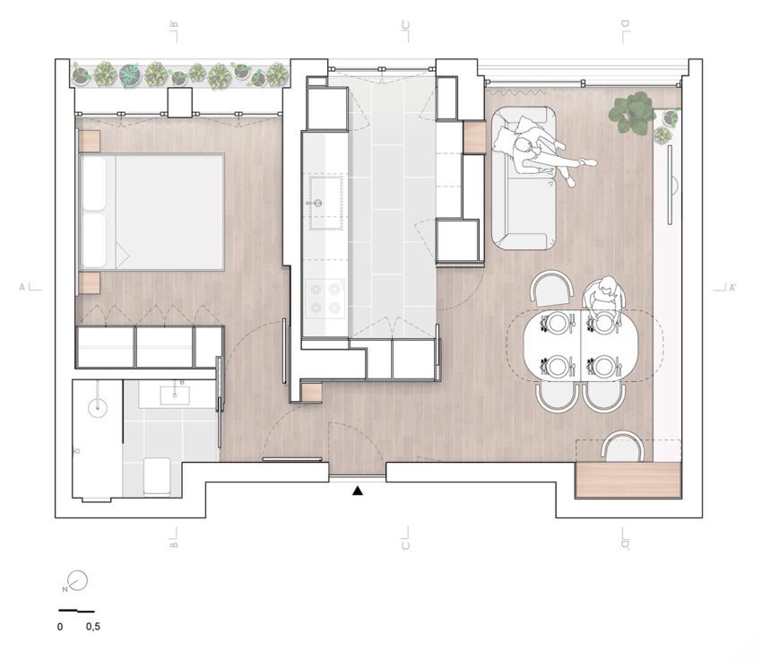 estudioamatam architecture interior design Capitaes Abril apartment proposal plan