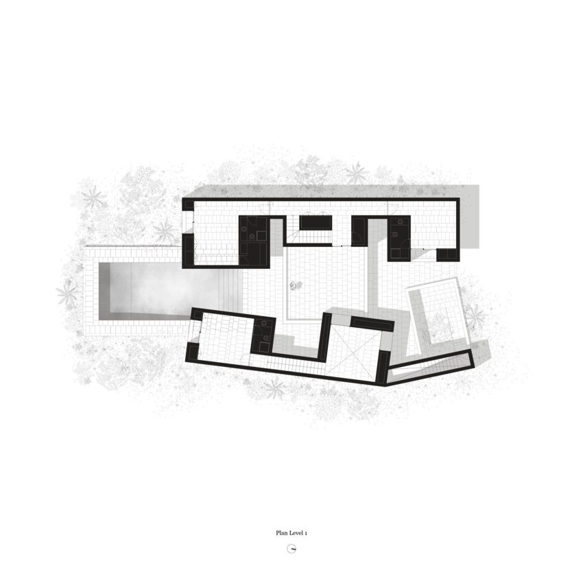 Between Two White Walls Residential House in portugal by Corpo Atelier Archeyes Plan Level