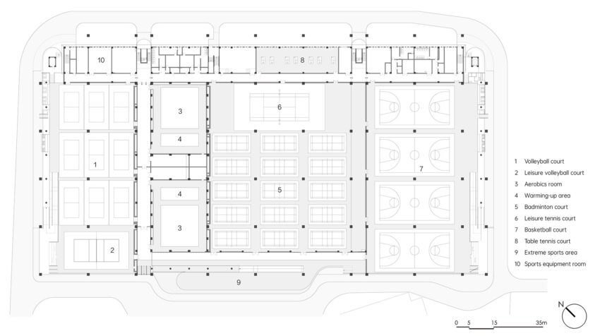 The Hexi Indoor Sports Field of Shaoxing University by UAD Architects F PLAN